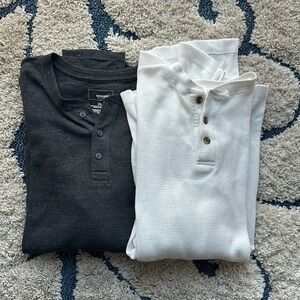 Men’s Long sleeve thermal Henley Shirts in dark grey and off white size XL